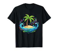 Summer Beach Vibes Palm Island Ocean Waves T-Shirt