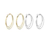 Summer beach wind women's multi-layer stacked type big ear hoop Trend Earrings and studs (50mm), 50 mm, Gilding and silvering, 14k