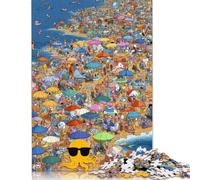 Summer Beach Wooden Jigsaw Puzzle for Adults Fun 300 Pieces Education Game Stress Relief Home Decoration Toy Intellectual Game Challenge Educational 300pcs (40x28cm)