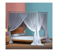 Summer Bed Canopy Mosquito Net For Single Double Bed, 4 Corner Post Floor Bed Curtain s Bedroom Decor With Metal Stand (Color : White, Size : 200X220cm/79X87in)