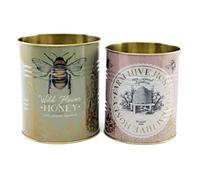 Summer Bee Tins by Temerity Jones - Set of Two Decorative Tins, Cans