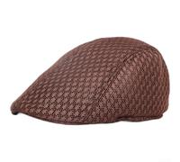 Summer Beret Hat Breathable Mesh Design Flat Top Cap Lightweight Polyester Cotton Blend for Travel and Daily Use Navy Outdoor Fishing Cap Daily Commute Accessory(56-58 Coffee Color)