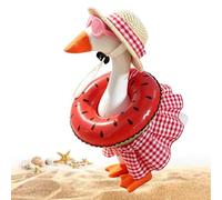 Summer Bikini Desk Goose Outfits, 7 Inch Mini Desktop Goose Clothes with Straw Hat, Sunglasses & Swim Rin-g, Hawaiian Cute Funny Geese Costume Accessories for Magnetic Geese Party Table Decor