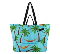 Summer Blue Coconut Tree Hammock Large Tote Bags Foldable Kitchen Grocery Bags Beach Bag for Men Maternity delivery kit Essential bolso Viajero para Mujer