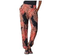Summer Boho Style Floral Print Pants Women Retro Pull Rope Loose Waist Harem Pants Hip Hop Style Beach UK Women's Linen Blend Stretch Lounge Trousers Pockets, Baggy Hippie (V1, XXL)