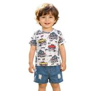 Summer Boy 2026 Short Sleeve T-Shirt Shorts Jeans Comfortable Two Piece Set (Multicolour, 3-4 Years)