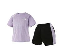 Summer Boys Outfit Set Soft Short Sleeve T-Shirt and Shorts Casual Two Piece Comfortable Kids Clothing (Light Purple-d, 10-11 Years)