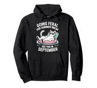 Summer Break Going Feral Funny Cat Teacher Student Pullover Hoodie