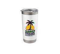 Summer Break Loading Glitch Art Palm Tree Sunset Stainless Steel Insulated Tumbler