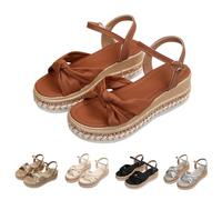 Summer Buckle Bow Sandals For Women, Womens Open Toe Wedge Sandals with Bow Decor Soft Lightweight Walking Shoes Adjustable Strap Open Toe Slippers For Dressy Work Date Wedding Party