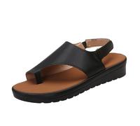 Summer Bunion Orthopedic Beach Sandals for Women,Big Toe Foot Corrector Sandal for Hallux Valgus,Casual Walking Plantar Fasciitis Slippers(Black,7.5 UK)