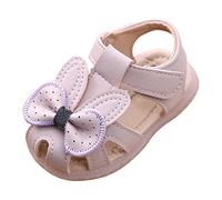 Summer Butterfly Lightweight Sandals for Girls Toddler Non-Slip Flat Shoes Comfy Close Toe Hollow Princess Sandal with Cloud Soles Kids Adjustable Hook Loop Slingback Footwear for Walking Practice