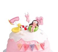 Summer Cake Topper Swimming Pool Cake Decoration Beach Cake Toppers Hawaiian Beach Themed Cake Decorations for Birthday Party Supplies 6pcs