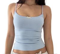 Summer Camisole Tanks Tops for Women 2025 Vest Lace Top Double Lined Sexy Tank Top Spaghetti Strap Club Shirt Square Neck Sexy Vest Shirt Sleeveless (BU2, S)