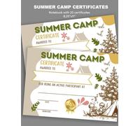 Summer Camp Awards Certificates: Notebook with 20 Colorful Kids Camp Participation Certificates