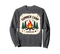 Summer Camp Counselor Adventure Campfire Forest Sweatshirt, Adult Unisex, Dark Heather Grey, M