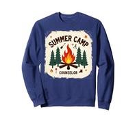 Summer Camp Counselor Adventure Campfire Forest Sweatshirt, Adult Unisex, Navy, XXL