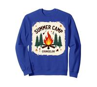 Summer Camp Counselor Adventure Campfire Forest Sweatshirt, Adult Unisex, Royal Blue, L
