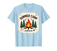 Summer Camp Counselor Adventure Campfire Forest T-Shirt, Men, Baby Blue, 3XL