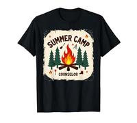 Summer Camp Counselor Adventure Campfire Forest T-Shirt, Men, Black, S