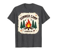 Summer Camp Counselor Adventure Campfire Forest T-Shirt, Men, Dark Heather Grey, L
