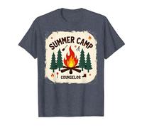 Summer Camp Counselor Adventure Campfire Forest T-Shirt, Men, Heather Blue, 3XL
