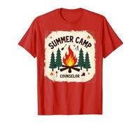 Summer Camp Counselor Adventure Campfire Forest T-Shirt, Men, Red, 3XL