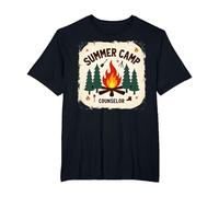 Summer Camp Counselor Adventure Campfire Forest T-Shirt, Men's Big and Tall, Black, 4X Tall