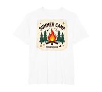 Summer Camp Counselor Adventure Campfire Forest T-Shirt, Men's Big and Tall, White, 2X Tall