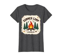 Summer Camp Counselor Adventure Campfire Forest T-Shirt, Women, Dark Heather Grey, 3XL