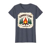 Summer Camp Counselor Adventure Campfire Forest T-Shirt, Women, Heather Blue, 3XL