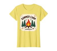 Summer Camp Counselor Adventure Campfire Forest T-Shirt, Women, Lemon, 3XL