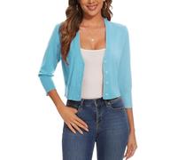 Summer Cardigan for Women Vintage 50s Bolero Shrug Cropped Length Cardigan (Lake Green L)