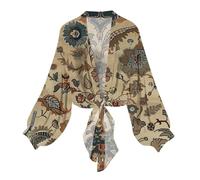 Summer Cardigans for Women UK Lightweight Chiffon Cardigans Long Sleeve Flora Printed Sheer Shrug Tie Front Bolero Kimono Beach Cover Up Flowy Open Front Cropped Cardigan Tops S