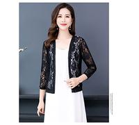 Summer Cardigans For Women Uk, Women’S Floral Lace Mesh Shrug Top Elegant Hollow Crochet Bolero Summer Cardigan Open Front Ladies Light Jacket 3/4 Sleeves Mesh Cover-Up For Dress Plus Size,Black,3X