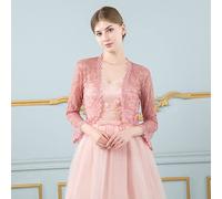 Summer Cardigans For Women Uk, Women’S Lace Floral Shrug 1920S Summer Blouse Flared Short Sleeves Cardigans Open Front Cropped Shrug Wedding Shawl Lightweight Jacket Shawl And Wraps For Dress,Pink,