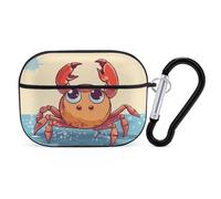 Summer Cartoon Crab AirPods Pro Case Cover with Keychain Ring PC Hard Shell Protective Case for AirPods Pro 2nd for Women Men Generation Easy Open Full Drop Protection Cover Black-Style