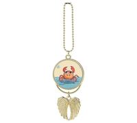 Summer Cartoon Crab Car Hanging Ornament Rear View Mirror Pendant Lucky Presents Hanging Ornament Funny Car Pendant for Office Auto Home Decoration Golden-style