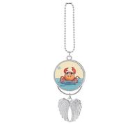 Summer Cartoon Crab Car Hanging Ornament Rear View Mirror Pendant Lucky Presents Hanging Ornament Funny Car Pendant for Office Auto Home Decoration Silver-style