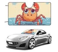 Summer Cartoon Crab Car Windshield Sun Shade Keep Car Interior Cool 55"x30" Folding Front Window Sun Shade, Heat Shield for SUV, Truck, Blocks UV
