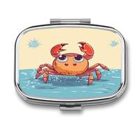 Summer Cartoon Crab Cute Travel Pill Organizer Compact and Portable Pill Box,Pill Case for Travel Essentials for Pocket Purse