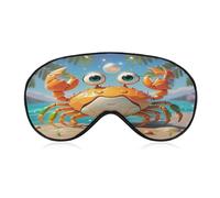 Summer Cartoon Crab Eye Mask, Adjustable Strip, Blocks Light Sleep Mask, Sleep Eye Mask for Night Sleeping Travel Nap 8.1 * 4.1 Inches