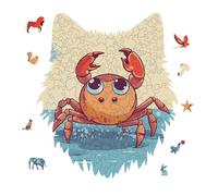Summer Cartoon Crab Jigsaw Puzzle 175PCS Wolf Head Design Puzzle Wooden Jigsaw Puzzles for Adults Families