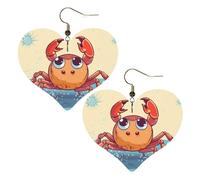 Summer cartoon crab Leather Earrings for Women Heart Earring Lightweight Dangle Earrings Jewelry Gifts
