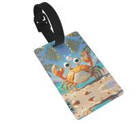 Summer Cartoon Crab Luggage Tags for Suitcases, PVC Suitcase Tag with Secure Strap Suitcase Identifier with Privacy Name Card for Travel Bag Tags Personalized Baggage Tag for Women Men