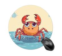 Summer Cartoon Crab Mouse Pad Round Laptop Mouse Mat Cute Computer Mousepad Keyboard Pad Non-Slip Desk Pads for Gaming Office Work Home
