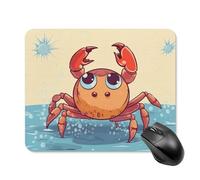 Summer Cartoon Crab Mouse Pad Square Laptop Mouse Mat Cute Computer Mousepad Keyboard Pad Non-Slip Desk Pads for Gaming Office Work Home 20 * 25cm