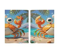 Summer Cartoon Crab Passport Holder Ultra Slim PU Leather Travel Document Organizer Compact Premium International US Passport Protector Cover for Women Men