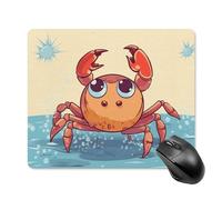 Summer Cartoon Crab Square Mouse Pad Portable Computer Mousepad with Non-Slip Rubber Base 18 * 22cm Ultra-Thin Gaming Mouse Mat for Computer Laptop Office Desk Accessories