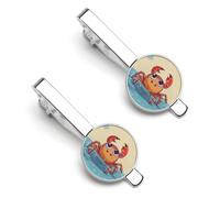 Summer Cartoon Crab Tie Clip Set Personalized Tie Clips for Men Business Fashion Designs,Tie Bar for Wedding Anniversary Business